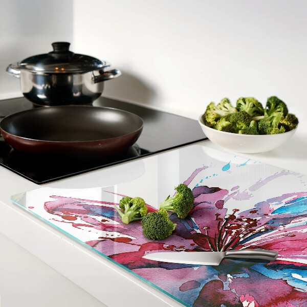 Schneidebrett Blumen-Aquarelle in intensiven Farben