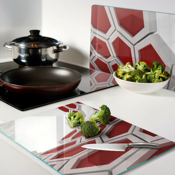 Schneidebrett glas Sechseckiges Motiv in Rottönen