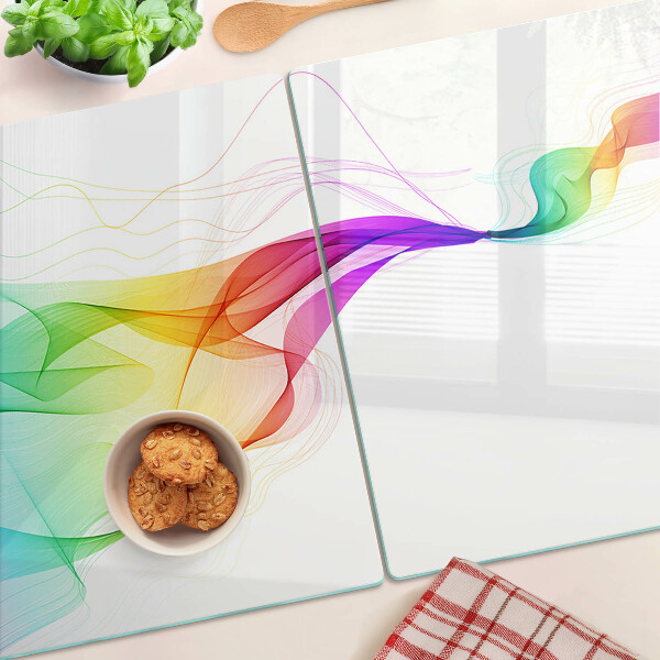 Schneidebrett Glas in Regenbogenfarben