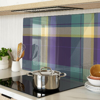 Glas Schneidebrett mit Karomuster in Lila- und Grüntönen