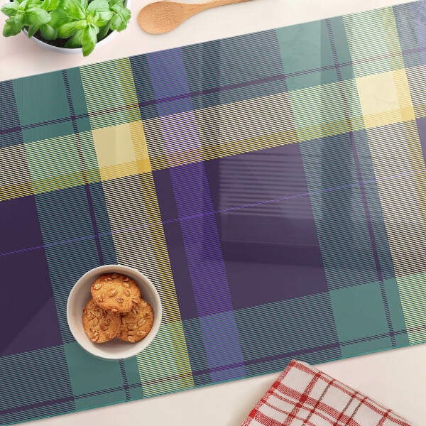 Glas schneidebrett Karomuster in Lila- und Grüntönen