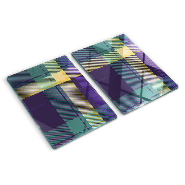 Glas schneidebrett Karomuster in Lila- und Grüntönen