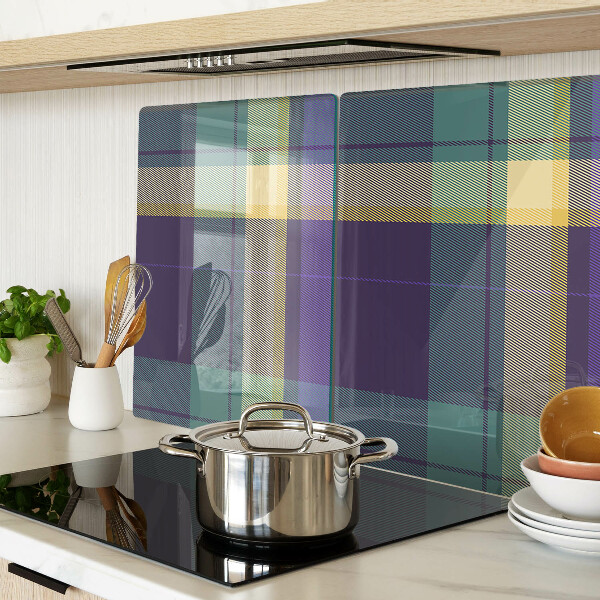 Glas Schneidebrett mit Karomuster in Lila- und Grüntönen