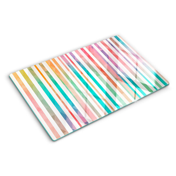 Glas schneidebrett Bunte Streifen in allen Regenbogenfarben