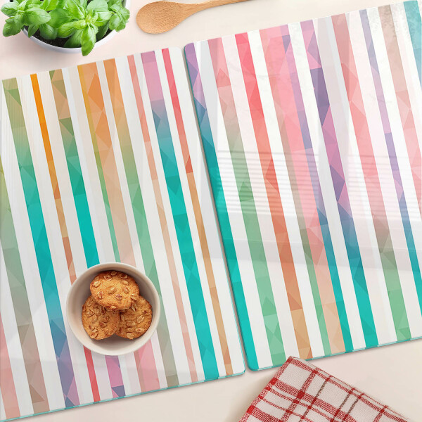 Glas schneidebrett Bunte Streifen in allen Regenbogenfarben