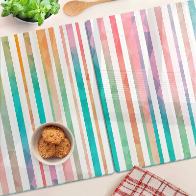 Glas schneidebrett Bunte Streifen in allen Regenbogenfarben