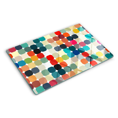 Schneidebrett Glas mit farbigen Kreisen in einem Rastermuster