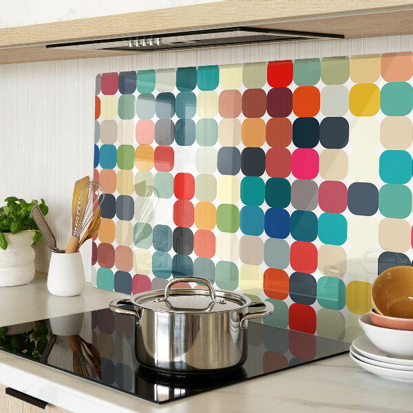 Schneidebrett Glas mit farbigen Kreisen in einem Rastermuster