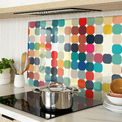 Schneidebrett Glas mit farbigen Kreisen in einem Rastermuster