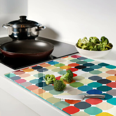 Schneidebrett glas Farbige Kreise in einem Raster