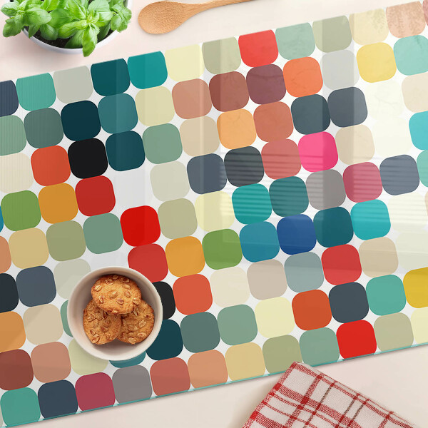 Schneidebrett Glas mit farbigen Kreisen in einem Rastermuster