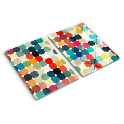 Schneidebrett Glas mit farbigen Kreisen in einem Rastermuster