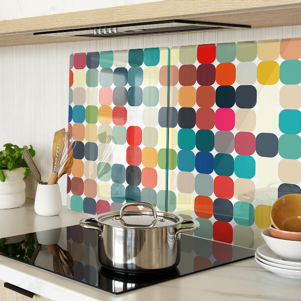 Schneidebrett Glas mit farbigen Kreisen in einem Rastermuster