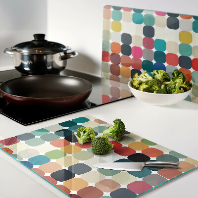 Schneidebrett glas Farbige Kreise in einem Raster