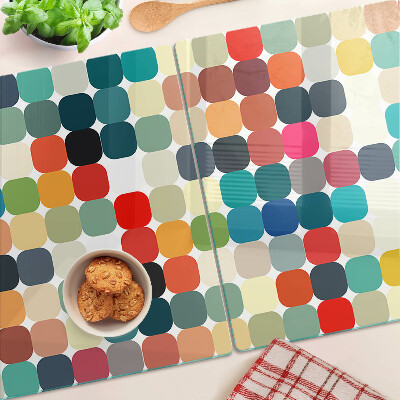Schneidebrett Glas mit farbigen Kreisen in einem Rastermuster