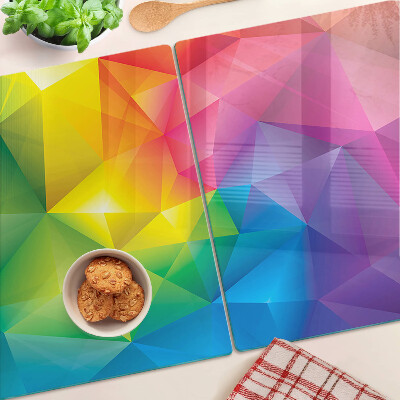 Schneidebrett mit farbenfrohem geometrischem Muster in Regenbogenfarben