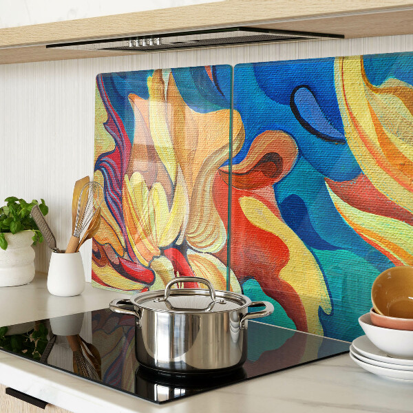 Schneidebrett glas Bunte Blumen auf abstraktem Hintergrund