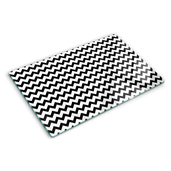 Schneidebrett glas Zickzackmuster in Schwarz und Weiß