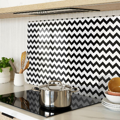 Schneidebrett glas Zickzackmuster in Schwarz und Weiß