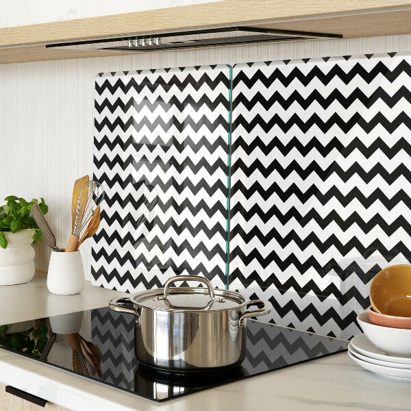 Schneidebrett glas Zickzackmuster in Schwarz und Weiß