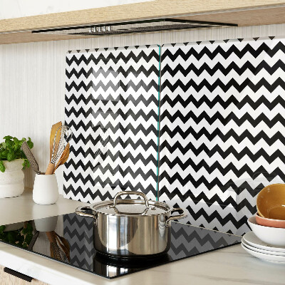 Schneidebrett glas Zickzackmuster in Schwarz und Weiß