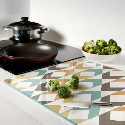 Schneidebrett Glas mit geometrischem Pastellmuster