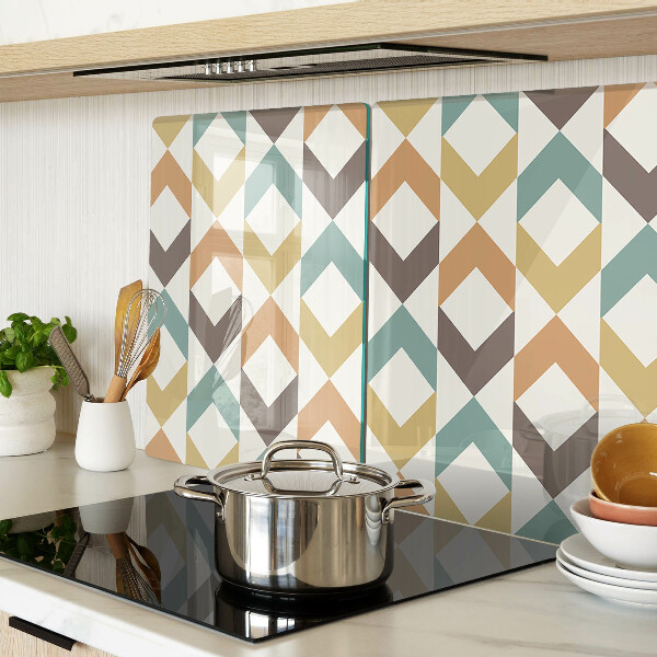 Schneidebrett Glas mit geometrischem Pastellmuster