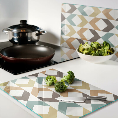 Schneidebrett glas Geometrie in Pastellfarben