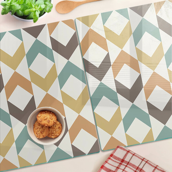 Schneidebrett glas Geometrie in Pastellfarben