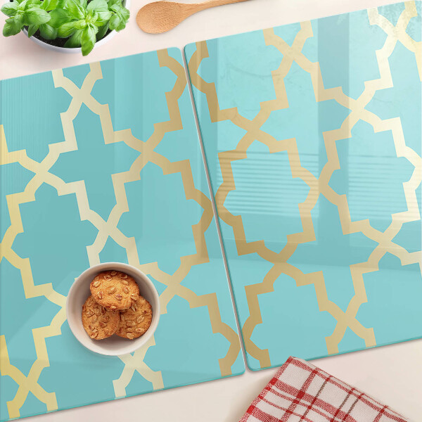 Glas schneidebrett Arabeskenmotiv in Blautönen