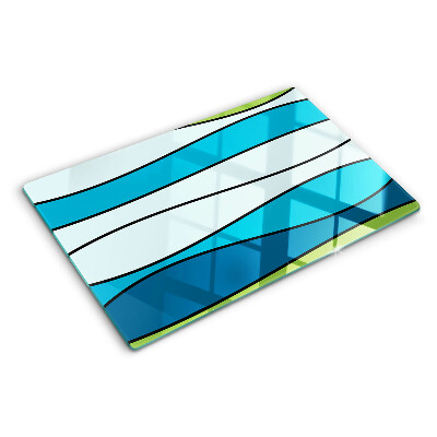 Schneidebrett Wellen in Blau- und Grüntönen