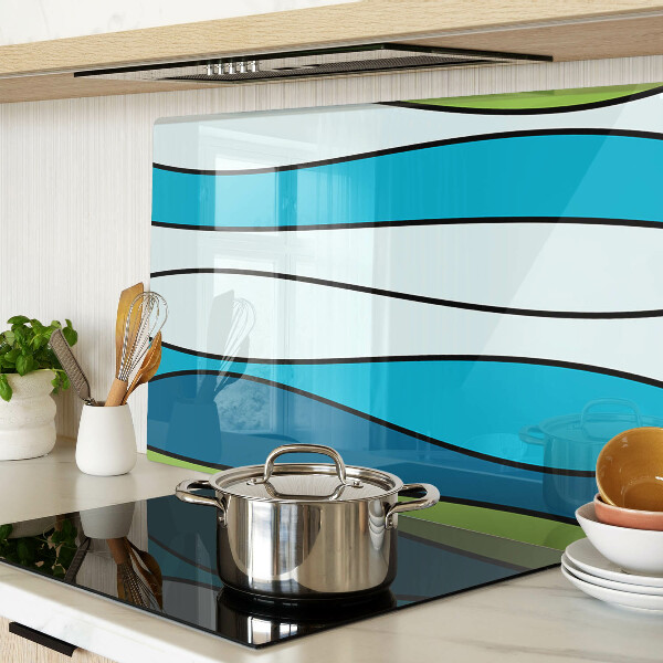 Schneidebrett mit Wellenmuster in Blau- und Grüntönen