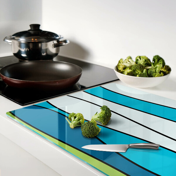 Schneidebrett mit Wellenmuster in Blau- und Grüntönen