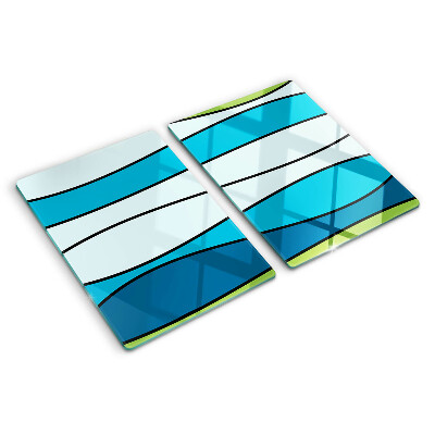 Schneidebrett mit Wellenmuster in Blau- und Grüntönen