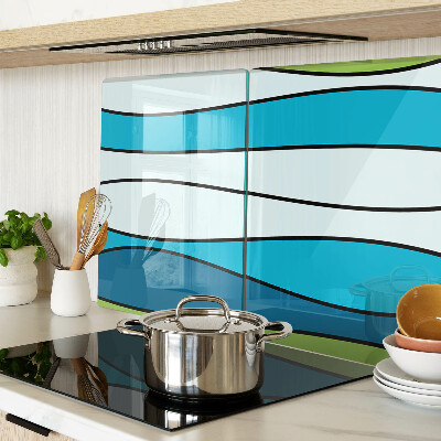 Schneidebrett mit Wellenmuster in Blau- und Grüntönen