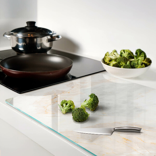 Schneidebrett Glas mit Marmormuster und goldenen Adern