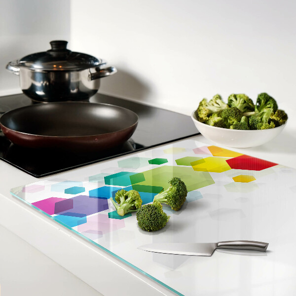 Glas schneidebrett Bunte Sechsecke im Hintergrund