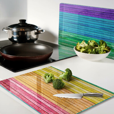 Schneidebrett Glas mit regenbogenfarbenen Streifen