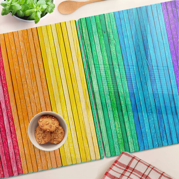 Schneidebrett Glas mit regenbogenfarbenen Streifen