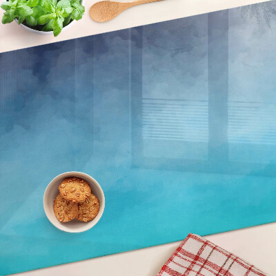 Glas Schneidebrett mit transparentem Nebelmuster in Blautönen