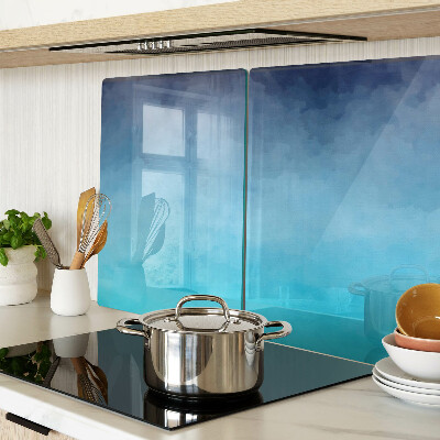 Glas Schneidebrett mit transparentem Nebelmuster in Blautönen