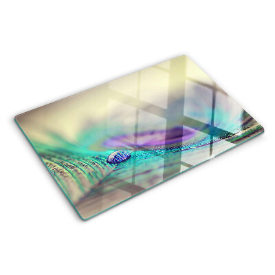 Glas-Schneidebrett mit Motiv eines Tropfens auf einem Blatt