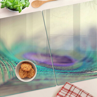 Glas-Schneidebrett mit Motiv eines Tropfens auf einem Blatt