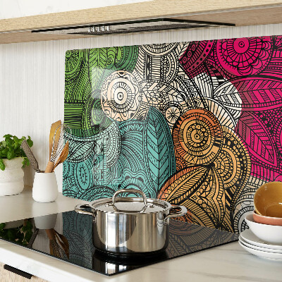 Schneidebrett glas Mandala-Motiv mit farbenfrohen Mustern