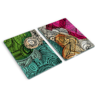 Schneidebrett glas Mandala-Motiv mit farbenfrohen Mustern