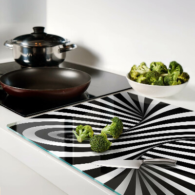 Schneidebrett mit schwarz-weißem Spiralmuster