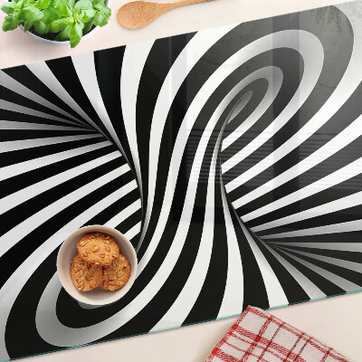 Schneidebrett mit schwarz-weißem Spiralmuster