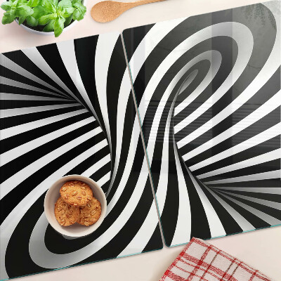Schneidebrett mit schwarz-weißem Spiralmuster