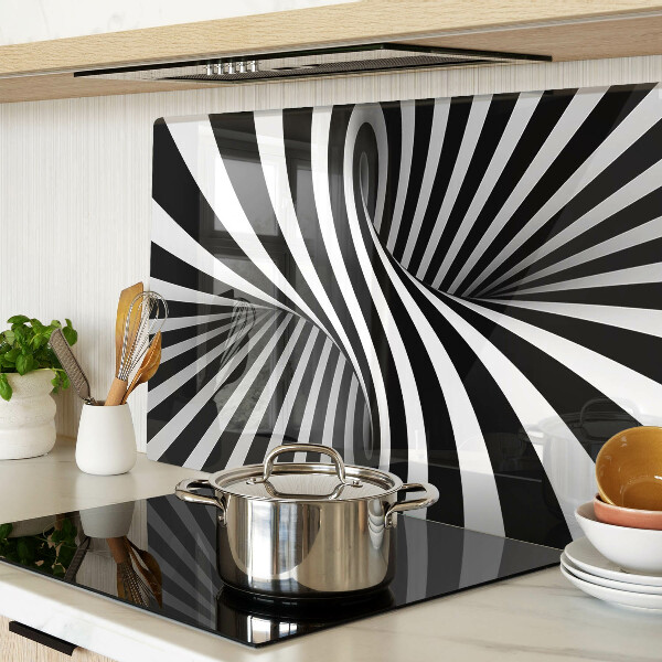 Schneidebrett glas Spiralmuster in Schwarzweiß