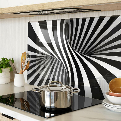 Schneidebrett glas Spiralmuster in Schwarzweiß